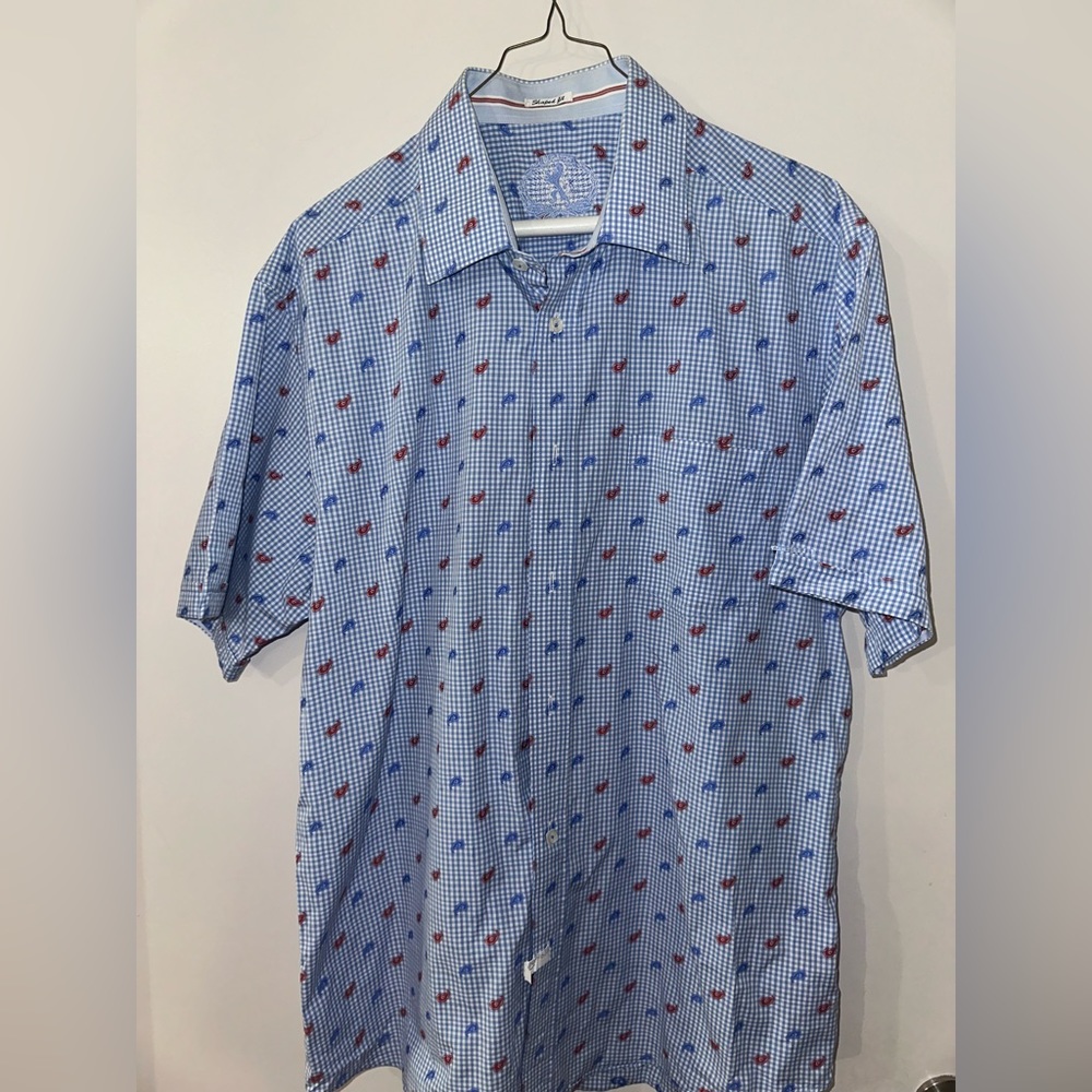 Bugatchi Men X-Large Short Sleeve Shaped Fit Dress Shirt (Cotton)